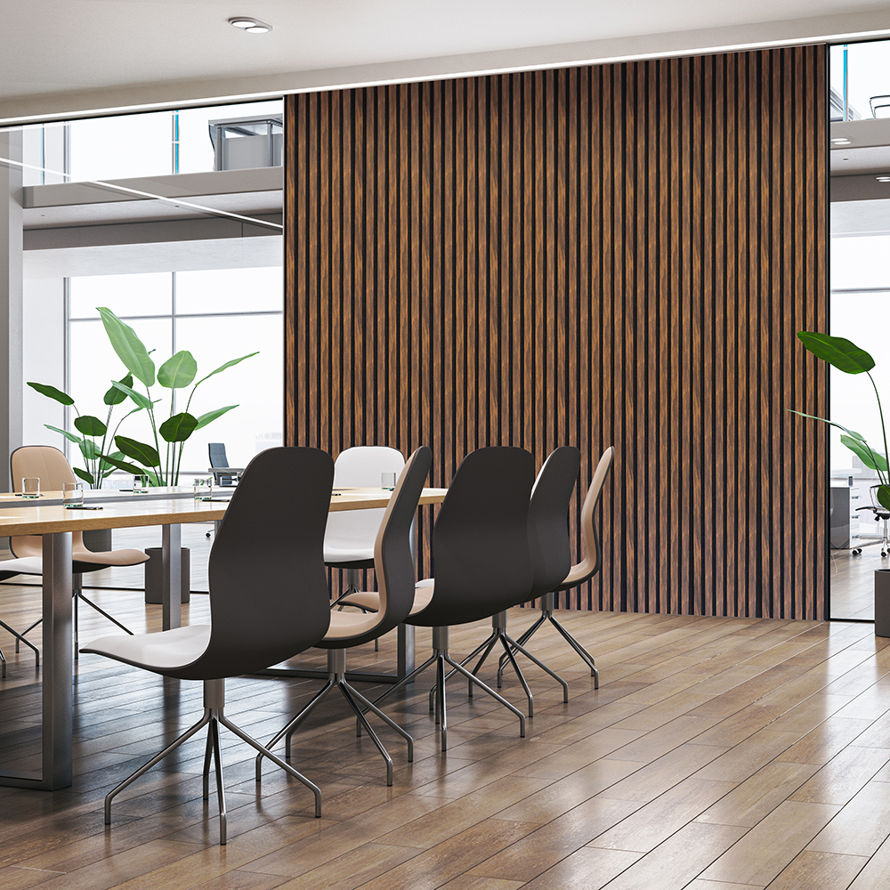 Acoustic Wood Slatted Wall Panel 600 × 2400mm - Ebony - Image 4