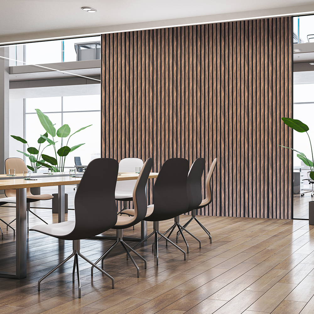 Acoustic Wood Slatted Wall Panel 600 × 2400mm - Natural Walnut - Image 4