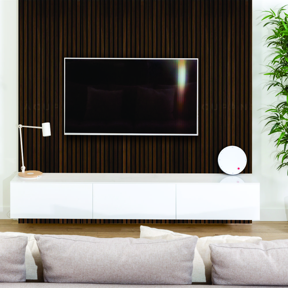 Acoustic Wood Slatted Wall Panel 600 × 2400mm - Smoked Oak - Image 4