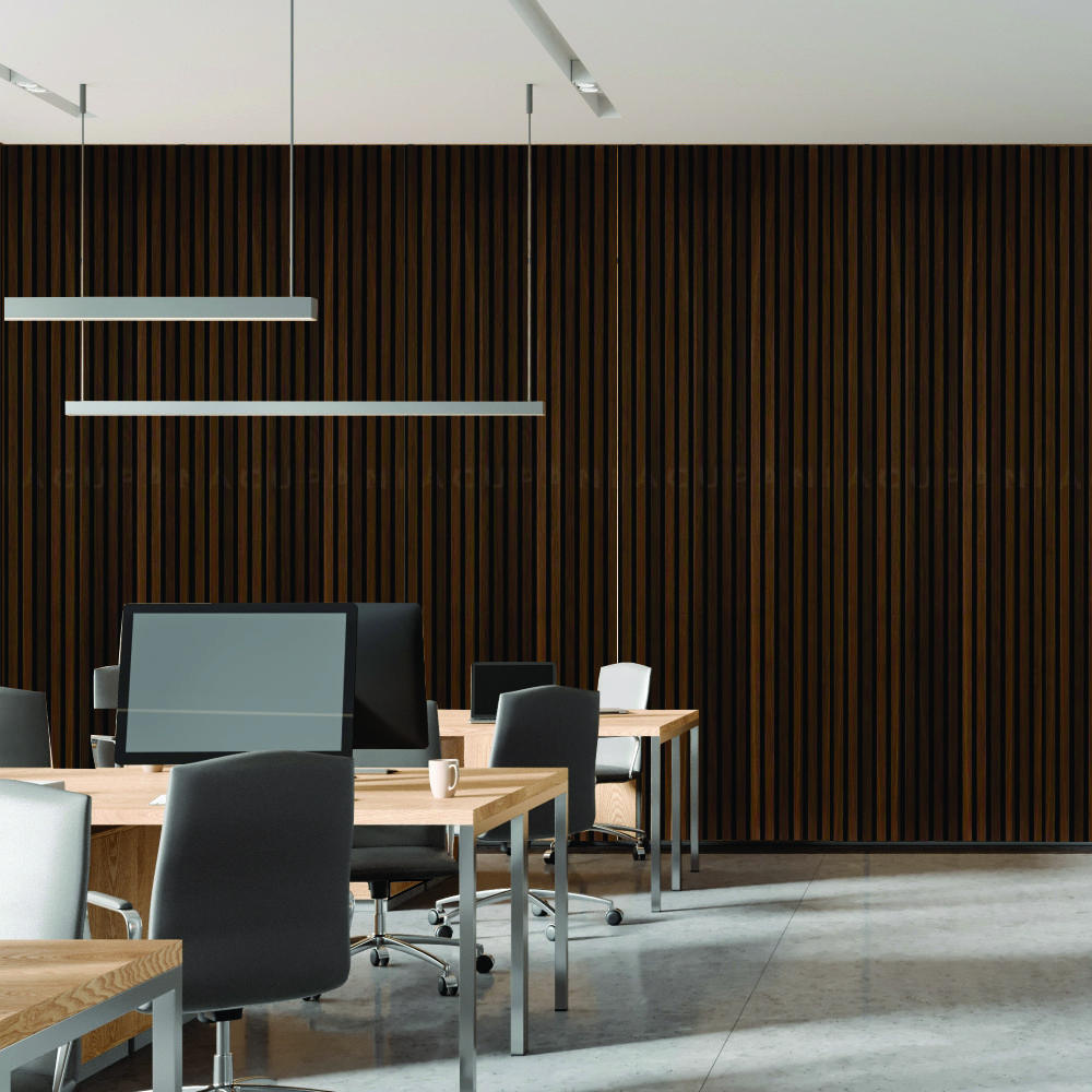Acoustic Wood Slatted Wall Panel 600 × 2400mm - Smoked Oak - Image 5