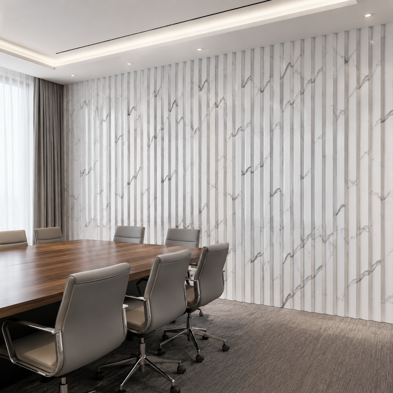 WPC 3D Slat Wall Panels 2900 x 160 mm - White Marble | Pack of 10 - Image 2